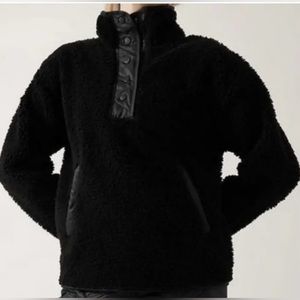 Athleta Cozy Sherpa Snap Regular Oversized Length Black NWT Sweatshirt Small